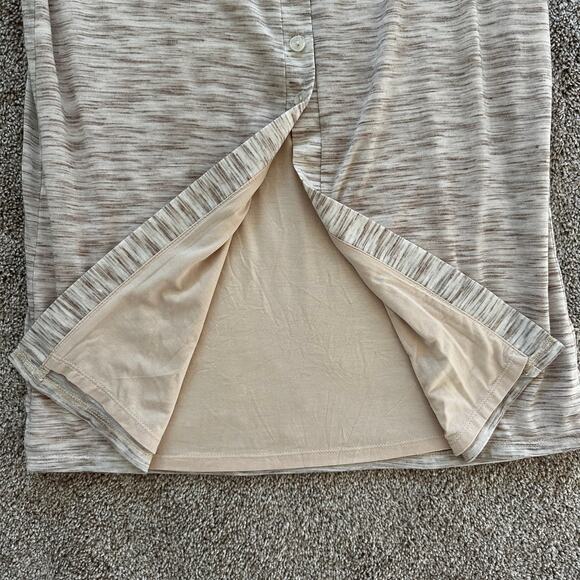 Lovers and Friends Kayce Midi Dress Jersey Knit Button Down Marled Natural Med - Picture 9 of 16